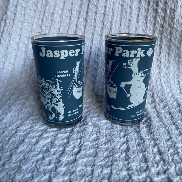 Vintage Other - Vintage‎ Barware glasses Jasper Park Alberta Canada souvenir tumblers